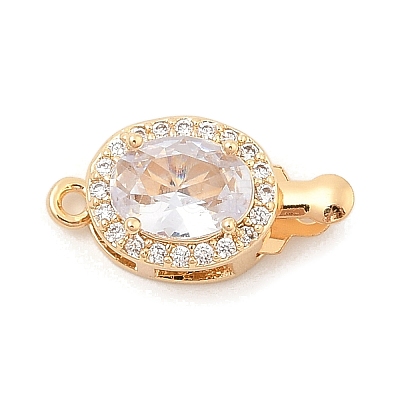 Brass Micro Pave Cubic Zirconia Box Clasps KK-C080-12G-01-1