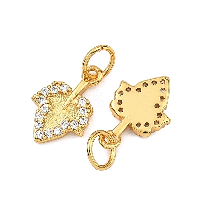 Brass Micro Pave Clear Cubic Zirconia Charms KK-F941-37B-G-1