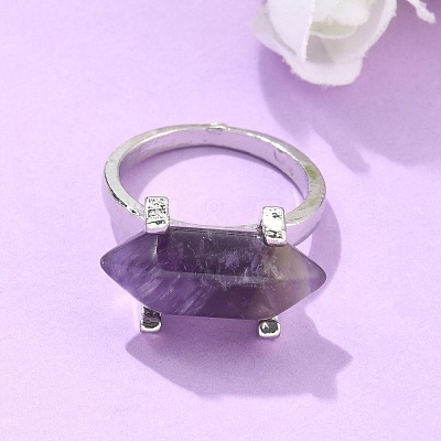 Natural Amethyst Finger Rings X-RJEW-P121-A02-1