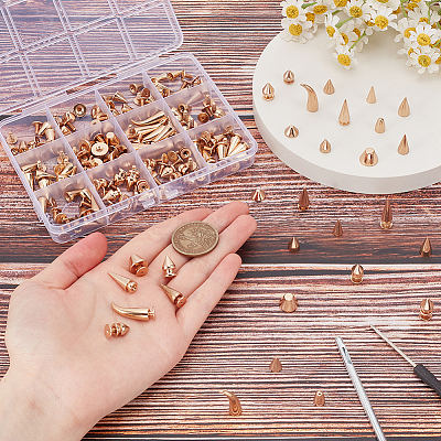 120Pcs 12 Styles Alloy Rivets Sets FIND-WR0011-56G-1