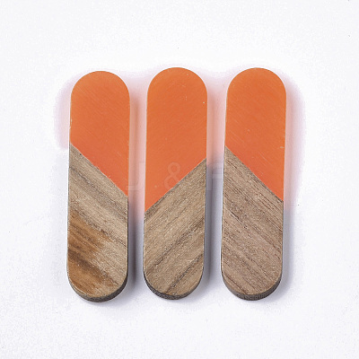 Transparent Resin & Walnut Wood Cabochons LS-RESI-Q210-014A-B03-1