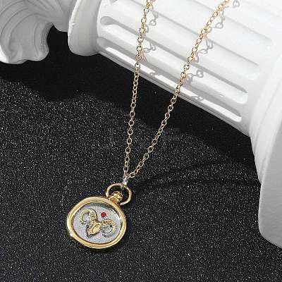 Brass Twelve Constellations Tarot Pendant Necklaces NJEW-Q006-01C-G-1