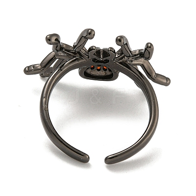 Rack Plating Brass Micro Pave Cubic Zirconia Spider Open Cuff Rings for Women RJEW-I104-24B-1