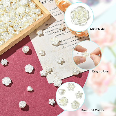 500Pcs 5 Styles ABS Imitation Pearl Beads OACR-PA0001-02-1