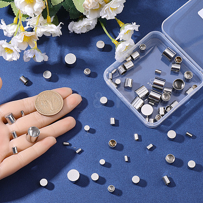 70Pcs 7 Styles Stainless Steel Cord Ends STAS-SC0010-77-1