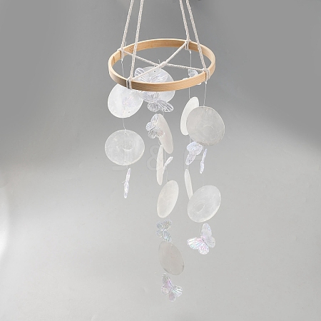 Dyed Natural Shell Slices Wind Chimes HJEW-WH20010-13C-1
