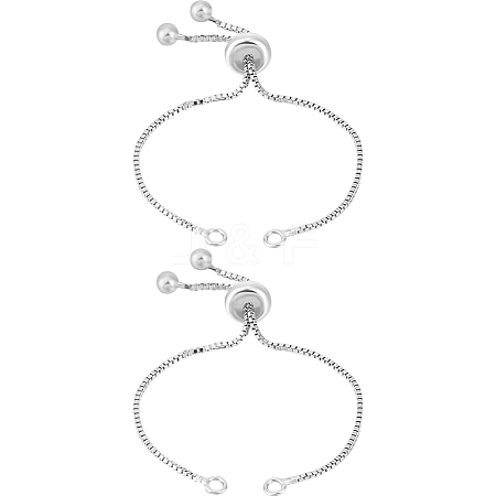 2Pcs 925 Sterling Silver Chain Bracelet Making STER-BBC0006-54-1