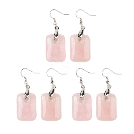 Natutal Rose Quartz Dangle Earrings EJEW-F343-E10-1