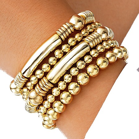 5Pcs CCB Beaded Stretch Bracelets PW-WG818D2-01-1