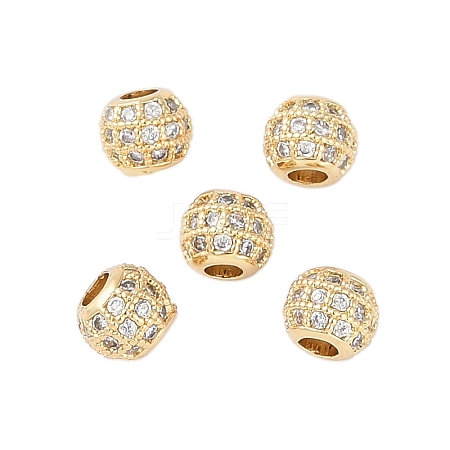 Rack Plating Brass Micro Pave Clear Cubic Zirconia Beads KK-Z060-21G-1