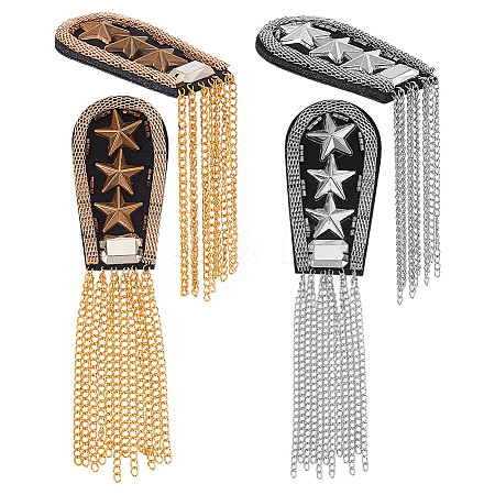 4Pcs 2 Colors Fashionable Star Felt Tassel Epaulettes FIND-HY0004-93-1