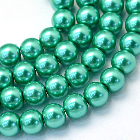 Baking Painted Pearlized Glass Pearl Round Bead Strands HY-Q003-10mm-29-1