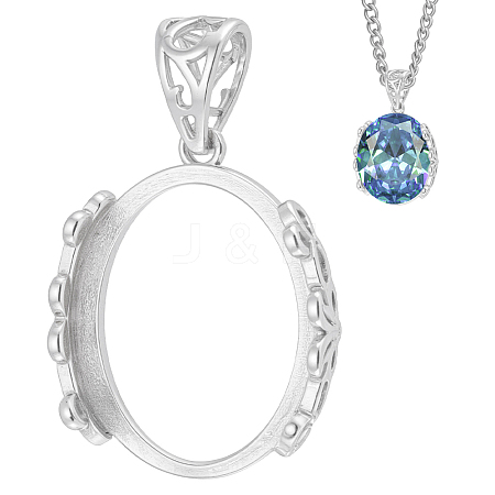 1Pc 925 Sterling Silver Pendant Cabochon Settings STER-BC0003-78A-1