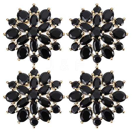 4Pcs Brass Micro Pave Cubic Zirconia Buttons DIY-FG0007-82E-1