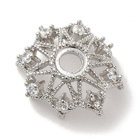Brass Micro Pave Clear Cubic Zirconia Bead Caps KK-C072-01B-P-1