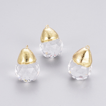 Faceted Glass Pendants GLAA-G071-01G-1