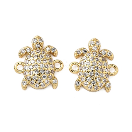 Brass Micro Pave Clear Cubic Zirconia Sea Animal Connector Charms KK-P325-02G-1