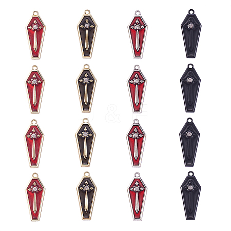 20Pcs 4 Colors Zinc Alloy Enamel Pendants ENAM-CJ0001-107-1