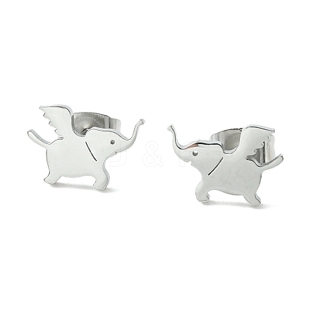Cute Little Animal Theme 304 Stainless Steel Stud Earrings EJEW-B041-03C-P-1
