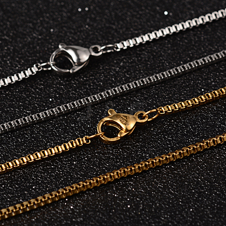 304 Stainless Steel Box Chain Necklaces NJEW-O096-08-1