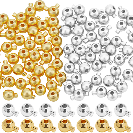 Beebeecraft 100Pcs 2 Colors Brass Crimp Beads KK-BBC0014-30-1