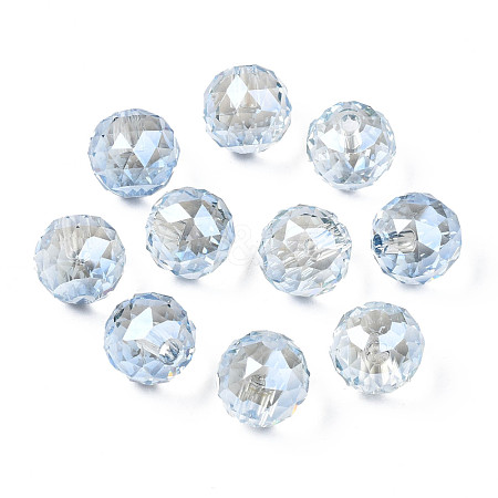 Electroplate Transparent Glass Beads Strands EGLA-N006-B01-1