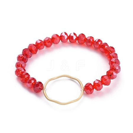Faceted Rondelle Glass Beads Stretch Bracelets BJEW-JB04991-04-1