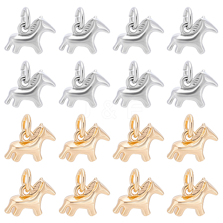 16Pcs 2 Colors Alloy Horse Charms FIND-BC0019-49B-1