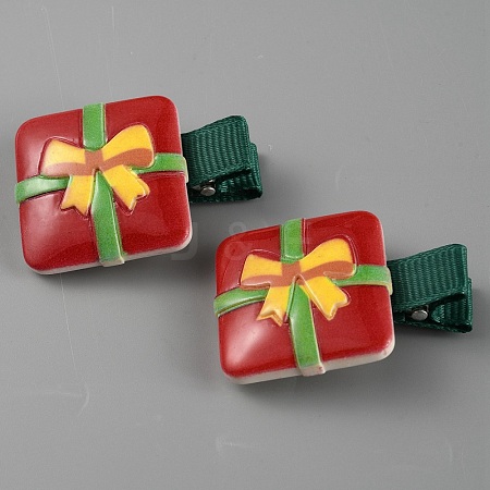 Cute Christmas Acrylic Alligator Hair Clips PHAR-WH0013-03H-1