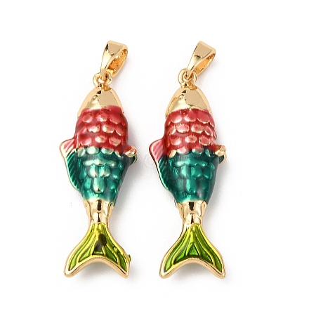 Sea Animals Brass Enamel Pendants KK-F917-01C-01-1
