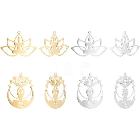 Unicraftale 8Pcs 4 Styles 201 Stainless Steel Pendants STAS-UN0033-89-1