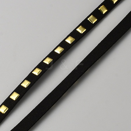 2M Microfiber Ribbon with Golden Tone Square Iron Rivets OCOR-WH0085-44G-1