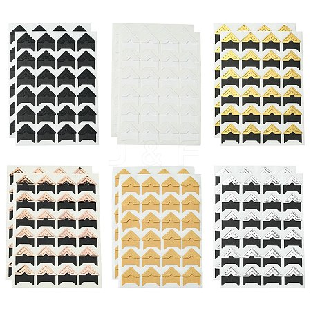 12Pcs 6 Styles Retro Hot Stamping Paper Photo Corner Self-Adhesive Stickers AJEW-CJ0001-53-1