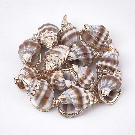 Electroplate Spiral Shell Pendants X-SSHEL-T009-12-1