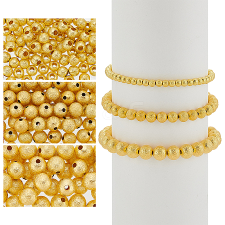 220Pcs 3 Styles Brass Textured Beads KK-ME0002-68G-1