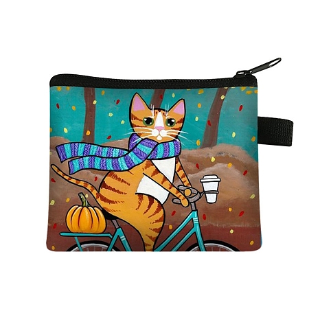 Cute Cat Polyester Zipper Wallets ANIM-PW0002-28G-1