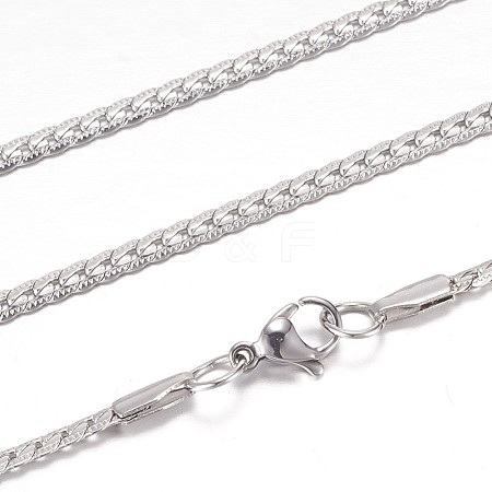 304 Stainless Steel Curb Chain Necklaces STAS-P101-66P-1