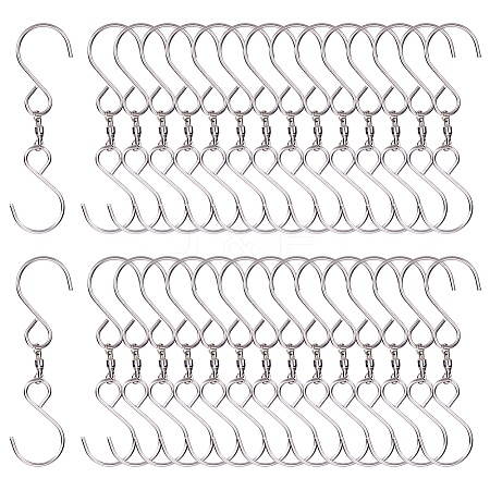 30Pcs Stainless Steel Spinning S Shaped Hooks AJEW-SP0001-43-1