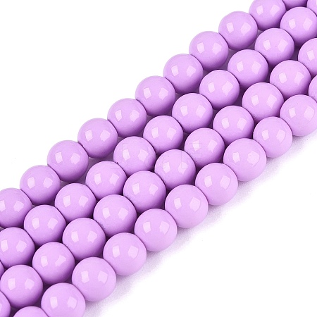 Painted Glass Bead Strands DGLA-S071-6mm-B38-1