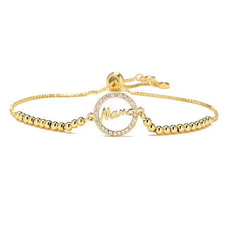 Mother's Day Brass Micro Pave Clear Cubic Zirconia Slider Bracelets FS-WGA4315-07-1