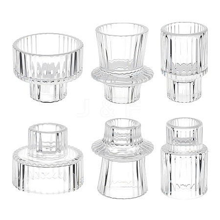 6Pcs 3 Styles CDouble-ended Glass Candlestick AJEW-OC0013-93-1