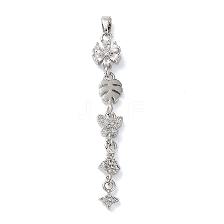 Brass Micro Pave Clear Cubic Zirconia Pendants LS-KK-D101-01B-P-1