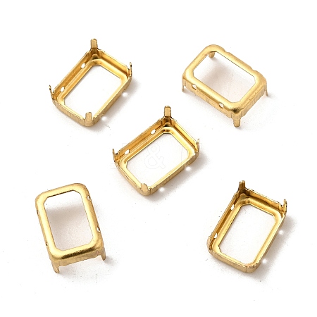 Rectangle Octagon Brass Sew on Prong Settings KK-N0084-A04-13x18G-1