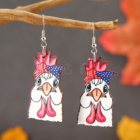 Independence Day Handmade Wood Dangle Earrings HD0723-2-1