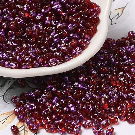 Spray Painted Glass Seed Beads SEED-F005-06A-03-1