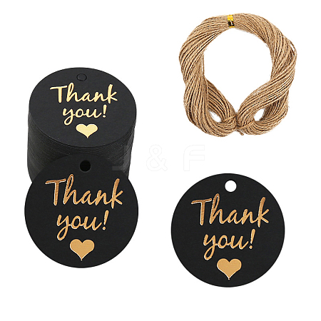 100Pcs Round Paper Thank You Hanging Gift Tags HULI-PW0002-144B-1