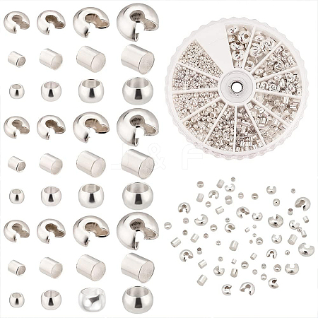 Brass & Iron Crimp Beads and Crimp Bead Covers Set KK-PH0003-99-1
