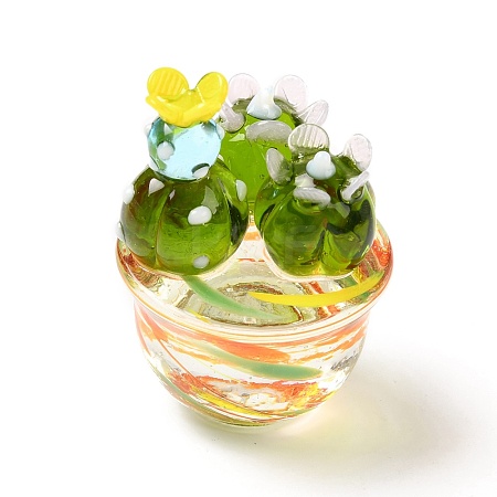 Glass Cactus Display Decorations DJEW-B004-04-1