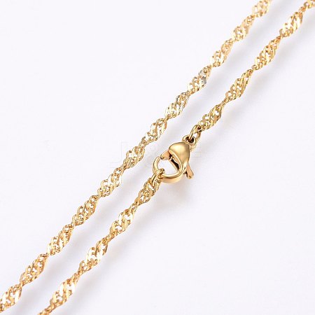 304 Stainless Steel Singapore Chain Necklaces X-MAK-L015-25C-1