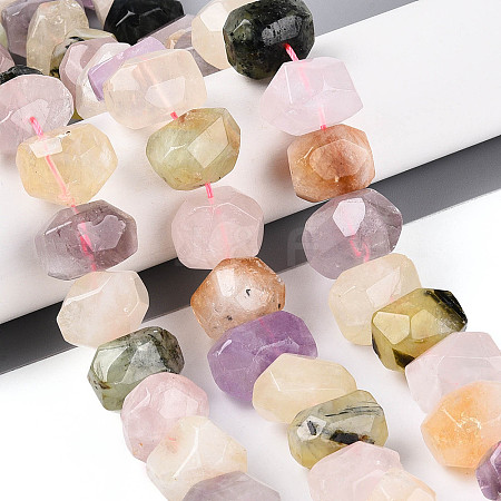 Natural Amethyst & Prehnite & Yellow Quartz & Lemon Quartz & Rose Quartz Beads Strands G-N347-18A-05-1